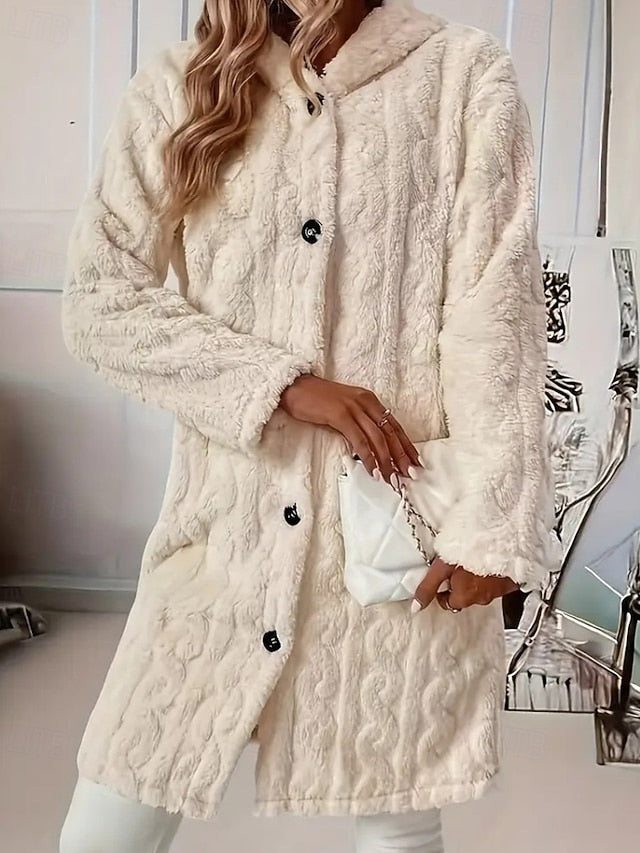 Fur Casual Warm Buttons Faux Women's Coat Comfortable