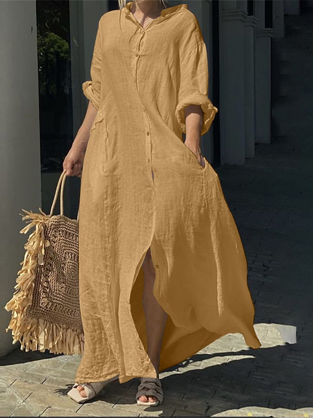 Women's Long Dress Maxi Dress Maxi Dress Faux Cotton Linen