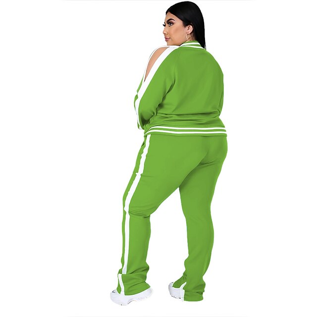 Women's Tracksuit Sweatsuit Drawstring 2 Piece Striped