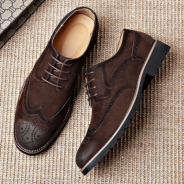 Lace-Up Vintage – Brown Shoes Brogue Derby Men's