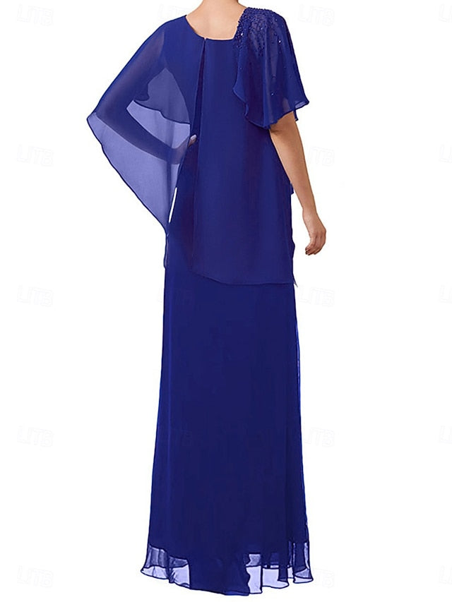 Elegant Neck A-Line Mother Simple Square the Bride of Dress