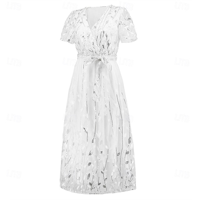 of Mother Sequin Neck the Bride A-Line V Dress Elegant