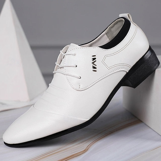 Men's White Shoes for Formal - Lace-Up Elegant