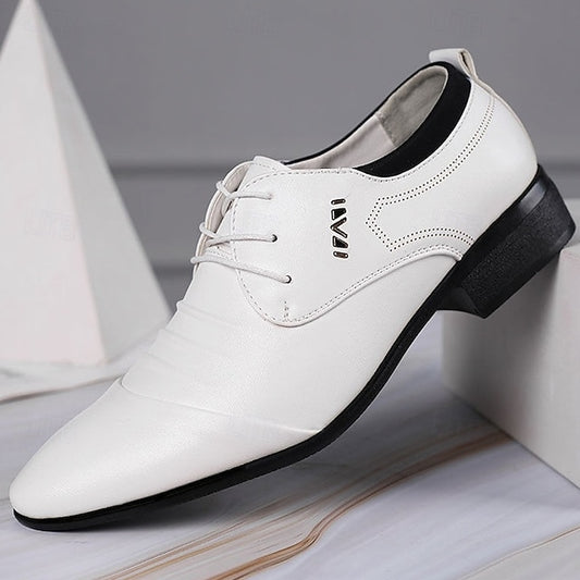 Men's White Shoes for Formal - Lace-Up Elegant