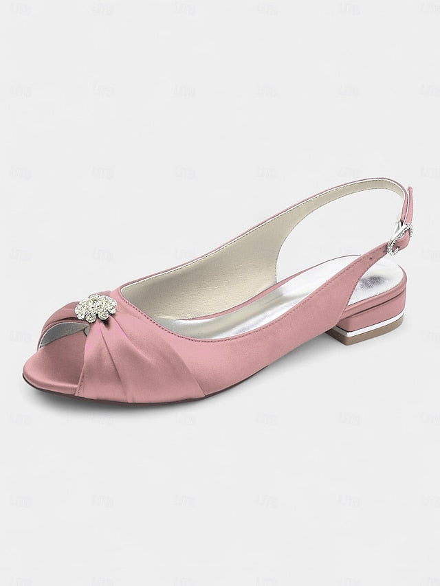 Wedding with Crystal Slingback Women's Satin Heels