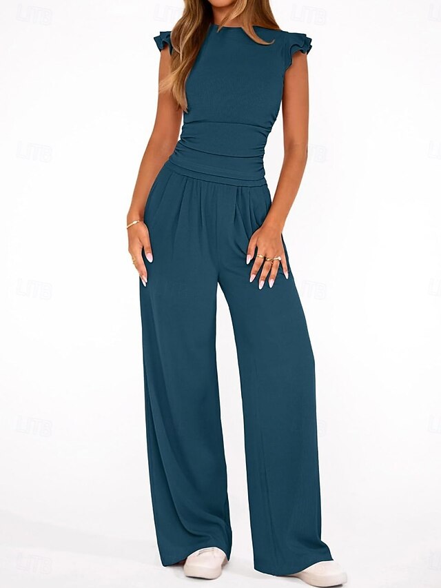 Women's Two Piece Sets Camis Pants Sets Sleeveless Round