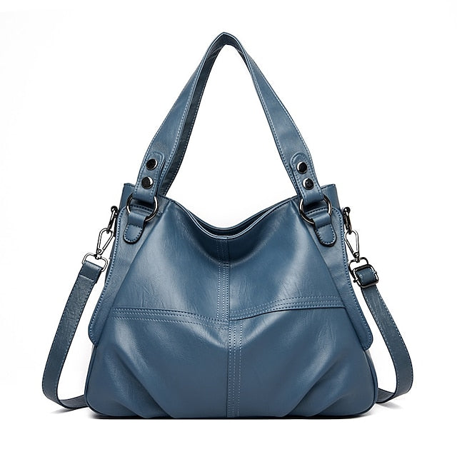 Sac bandoulière en similicuir bordeaux pour femme, grand format