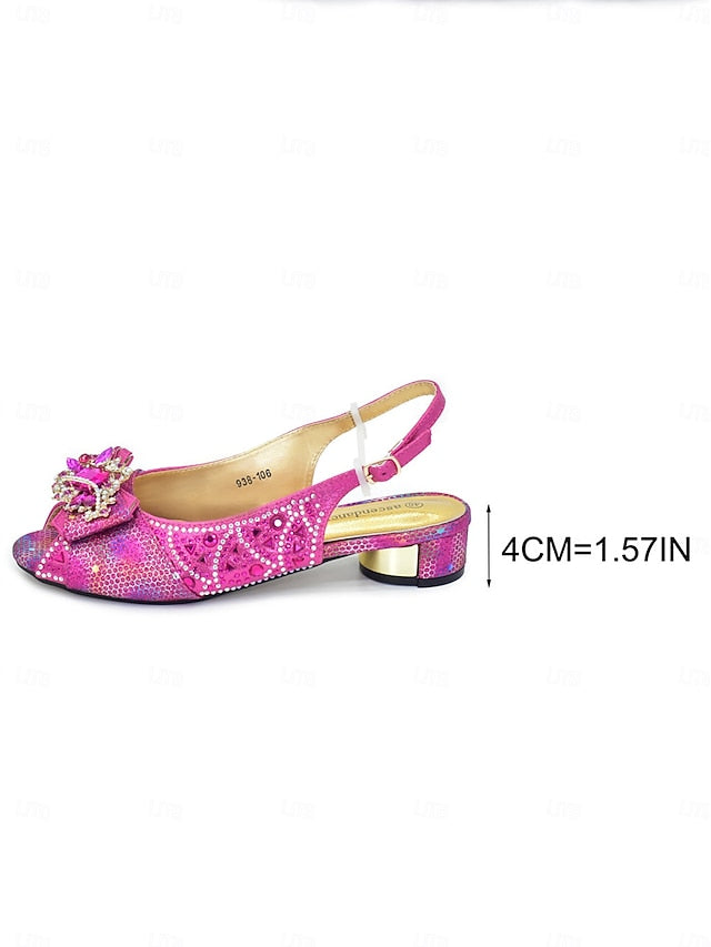 and Women's Matching Heels Clutch Slingback Gold Rhinestone
