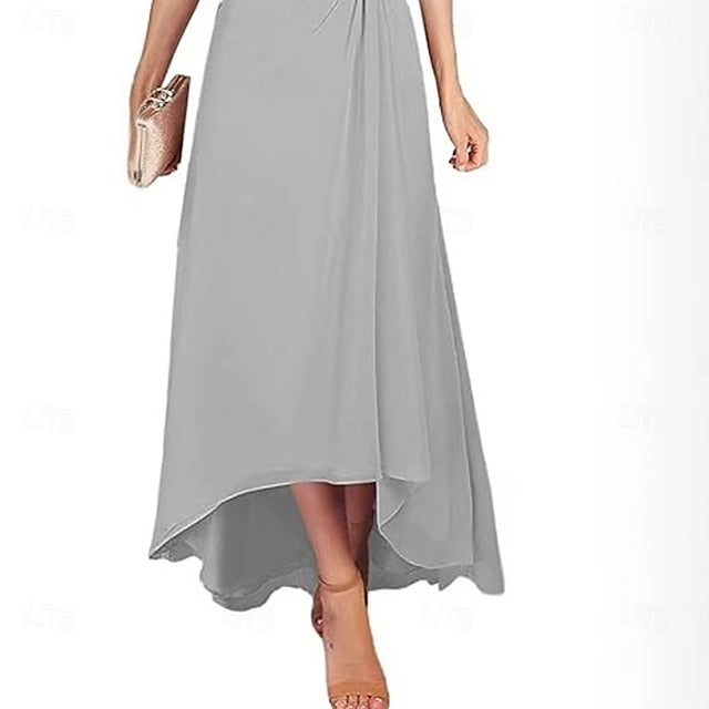 the Bride Mother Elegant Dress Neck Simple of V A-Line