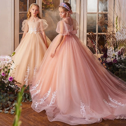 Gown Dress Girl Flower Party Evening Princess Girls'