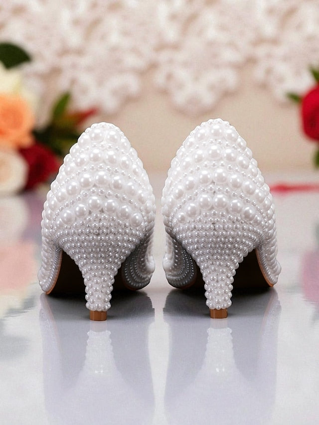 and Kitten Women's Matching Pumps Heel Pearl-Embellished