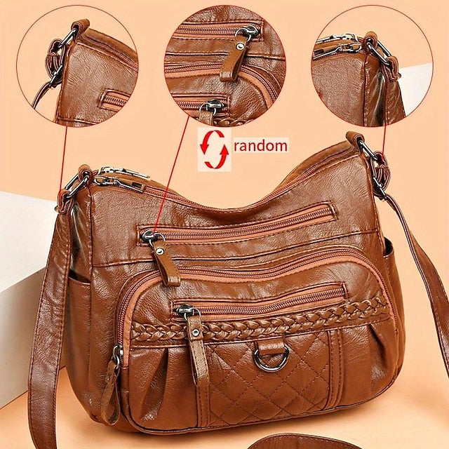 PU Damen Schultertasche Leder Crossbody Hobo