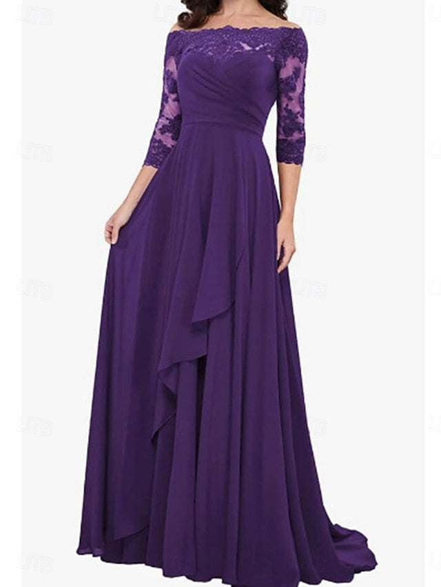 A-Line Off of Shoulder Dress the Elegant Simple Bride Mother