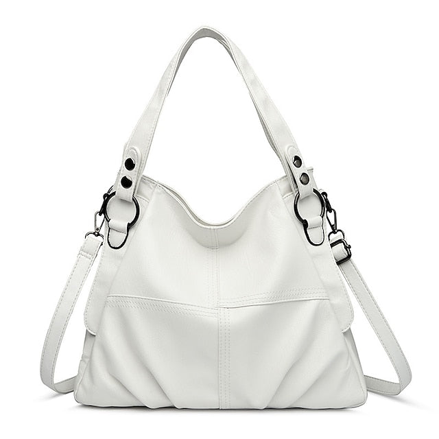 Sac bandoulière en similicuir bordeaux pour femme, grand format
