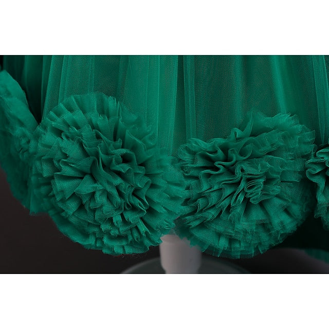 Girl Dress Short Kids Colored Girls' Solid Flower