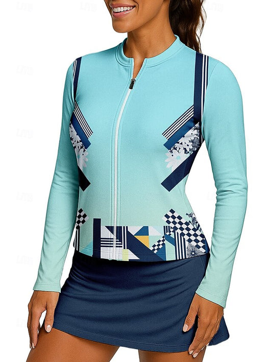 Women's Geometric Gradient Sport Shirt Tennis Shirt Tennis