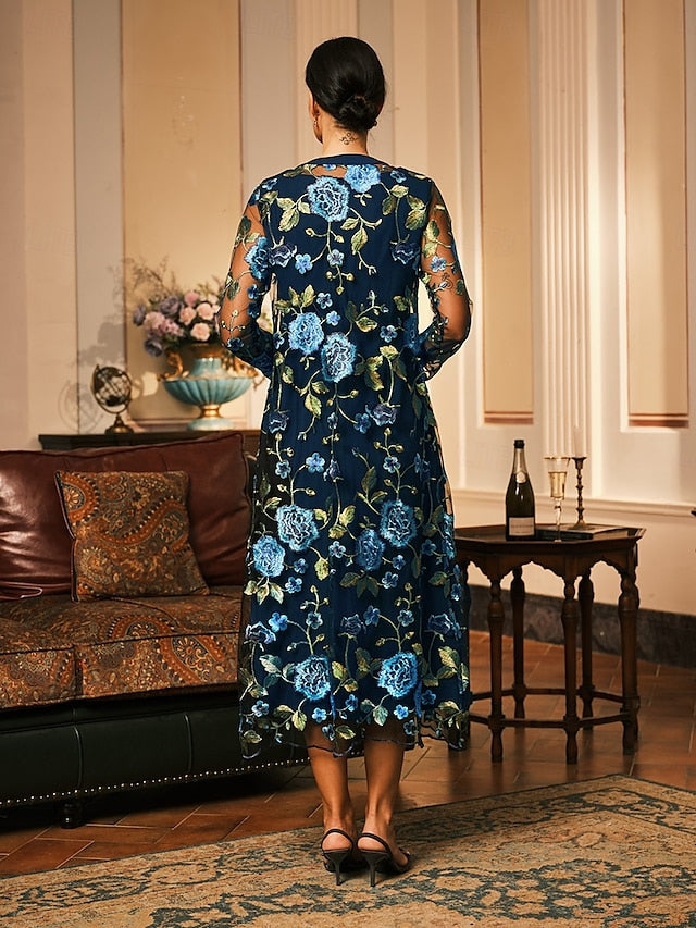 Women's Tea Length Cocktail Dress Dress Set Wedding Guest
