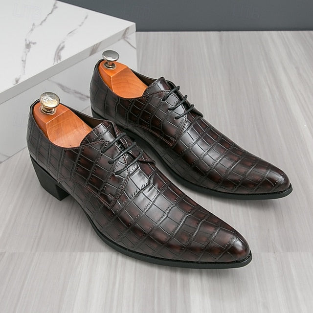 Faux – Crocodile Red Leather Shoes Pattern Men's