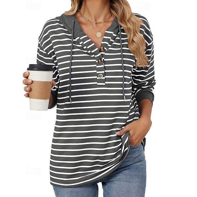 Women's Pullover Sweatshirt Casual Tops Drawstring Long