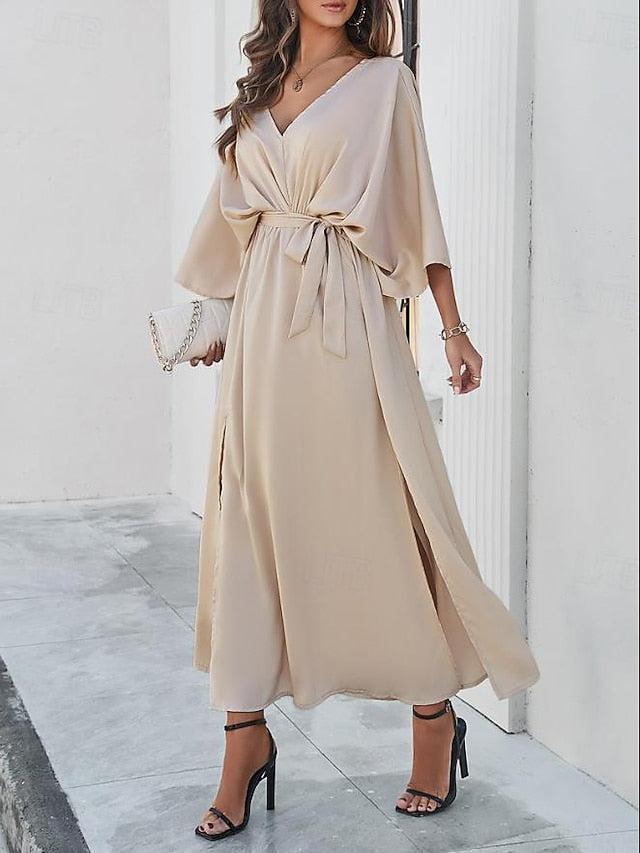 Women's Tiered Dress Maxi Dress Split Thigh Party Formal V