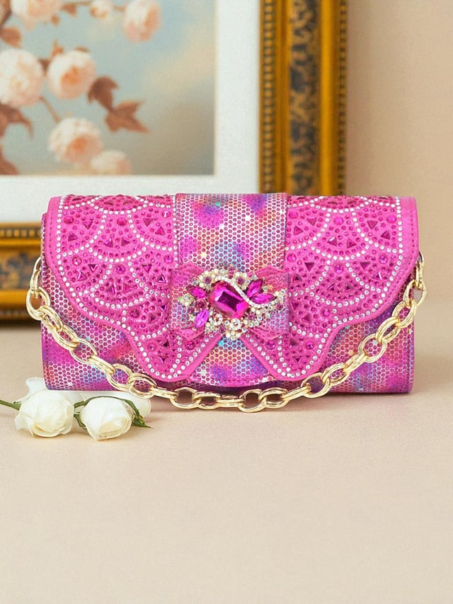 and Women's Matching Heels Clutch Slingback Gold Rhinestone
