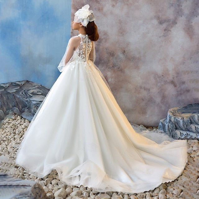 Solid Girls' Color Party Dress Kids Communion First