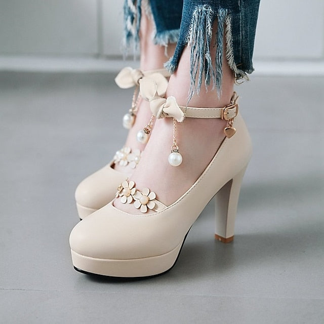 �?Platform White Girls' Jane Wedding Mary Elegant Heels
