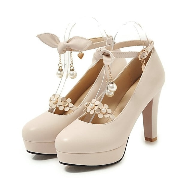 �?Platform White Girls' Jane Wedding Mary Elegant Heels