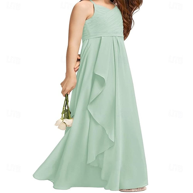 Flower A-Line Girls Bridesmaid Junior Girl Flowy Dress Halter