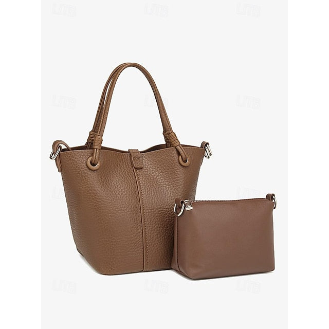 Damen Beutel Stilvolle Tasche Bucket Passend zu – Leder