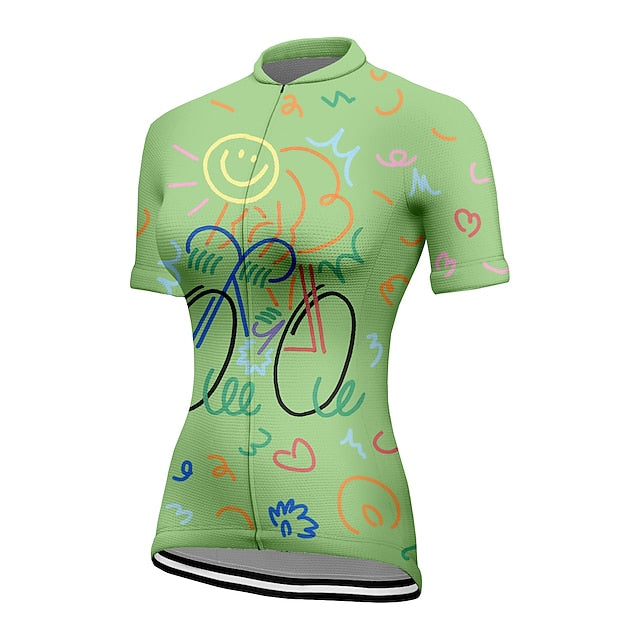 Women's Cycling Jersey Graffiti Short Sleeve Bike Jersey