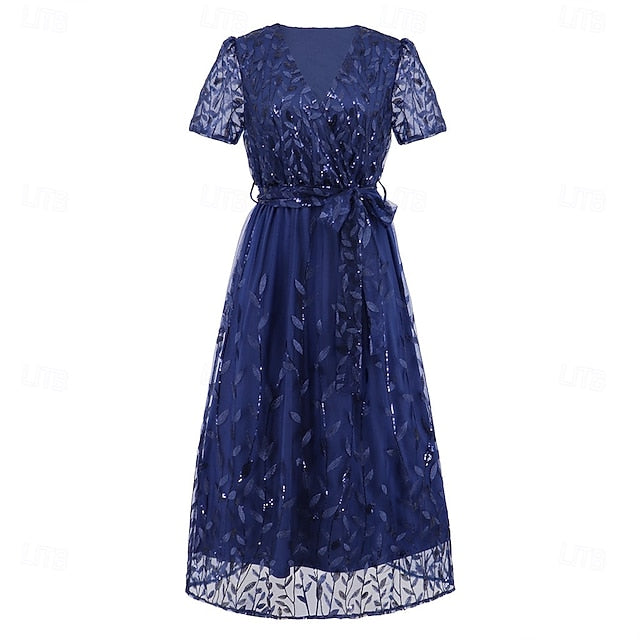 of Mother Sequin Neck the Bride A-Line V Dress Elegant