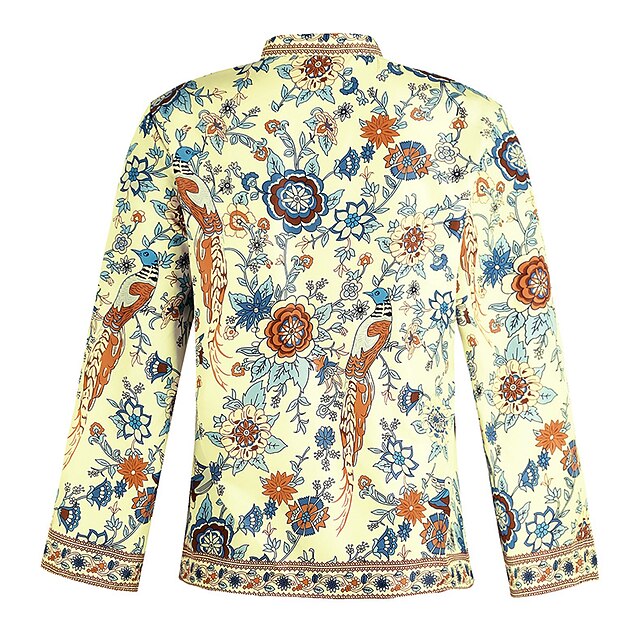 Women's Shirt Blouse Yellow Pink Dusty Rose Graphic Floral