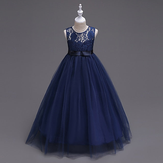 Cosplay Kids Girls' Party Solid Dress Color