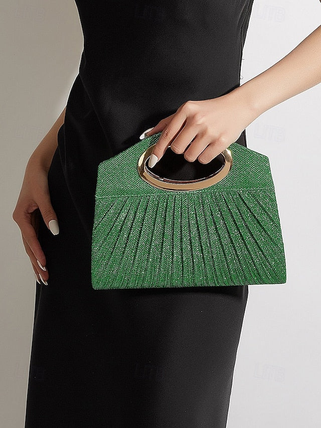 Evening Clutch Handle Bag with Gold Women's Glitter