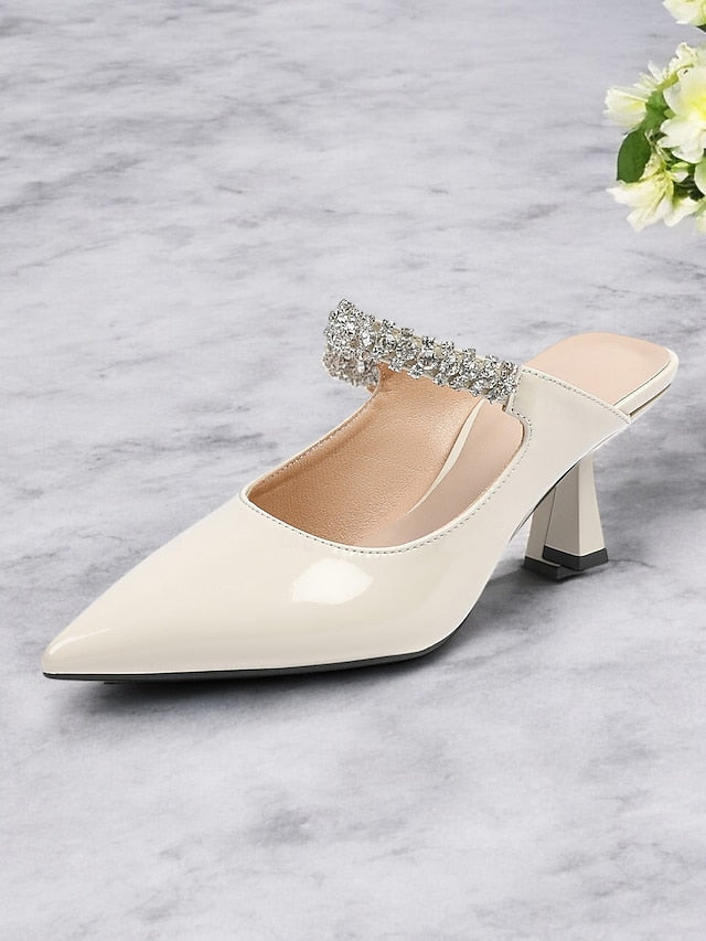 Women's Pointed-Toe Slip-On Rhinestone Heeled Embellished
