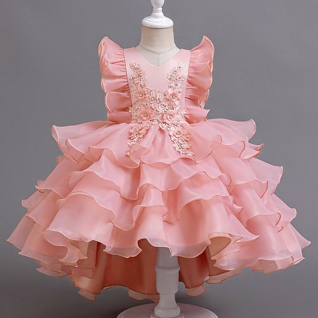 Dress Girls' Asymmetrical Party Kids Floral