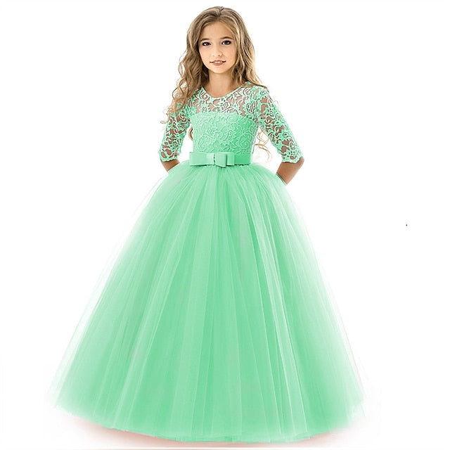 Girl Flower Dress Kids Colored Girls' Solid Wedding