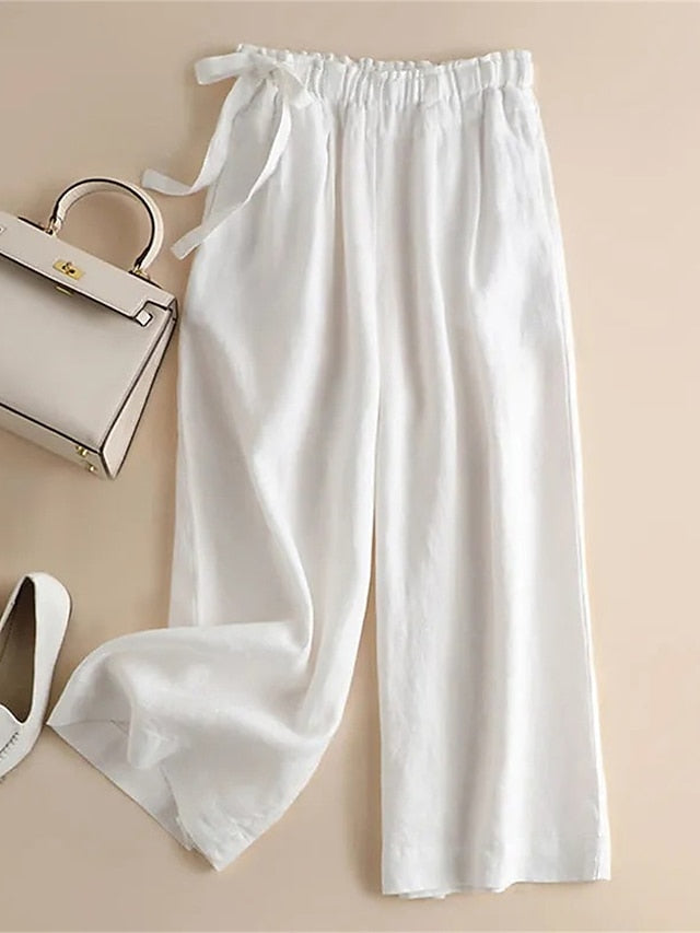 Women's Wide Leg Cropped Pants Vacation Vintage Casual