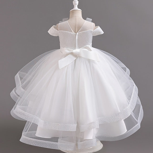 Girls' Kids Short Solid Wedding Dress Sleeve Party Color