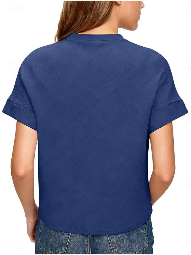 Women's T Shirt Tee Top Textured Solid Color Fashion