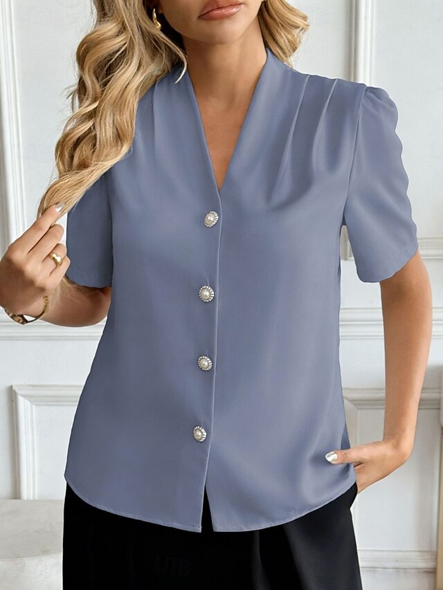 Women's Shirt Button Down Shirt Casual Shirt Buttons Plain