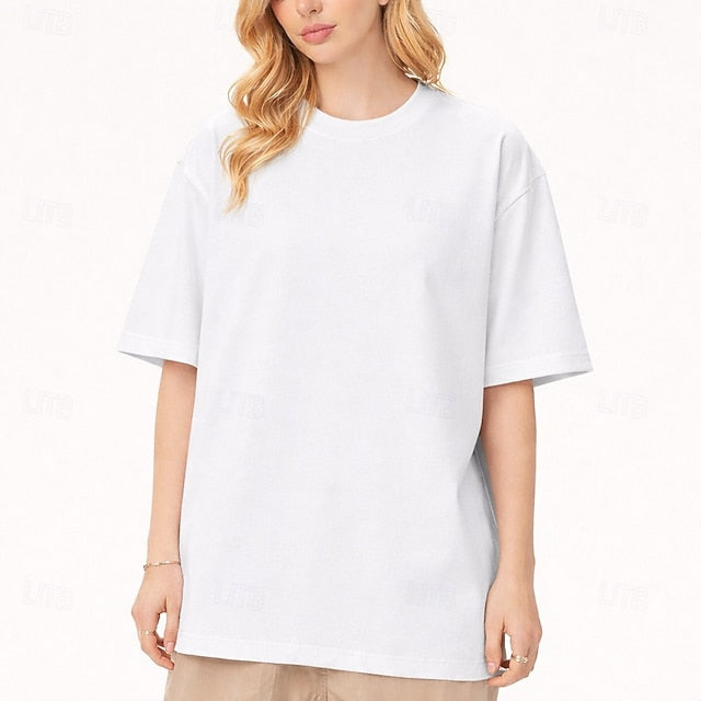 Women's Tee 100% Cotton Solid Color Stylish Casual Short