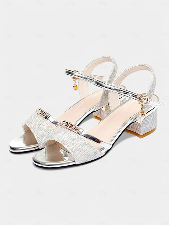 Rhinestone for Shoes Sandals - Elegant Heeled Women Silver