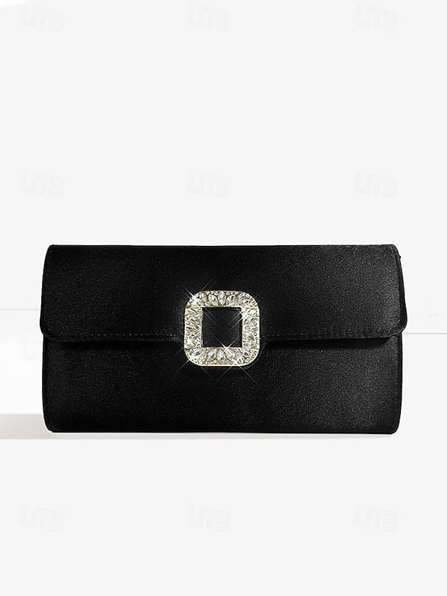 with Women's Satin - Rhinestone Elegant Clutch White Buckle