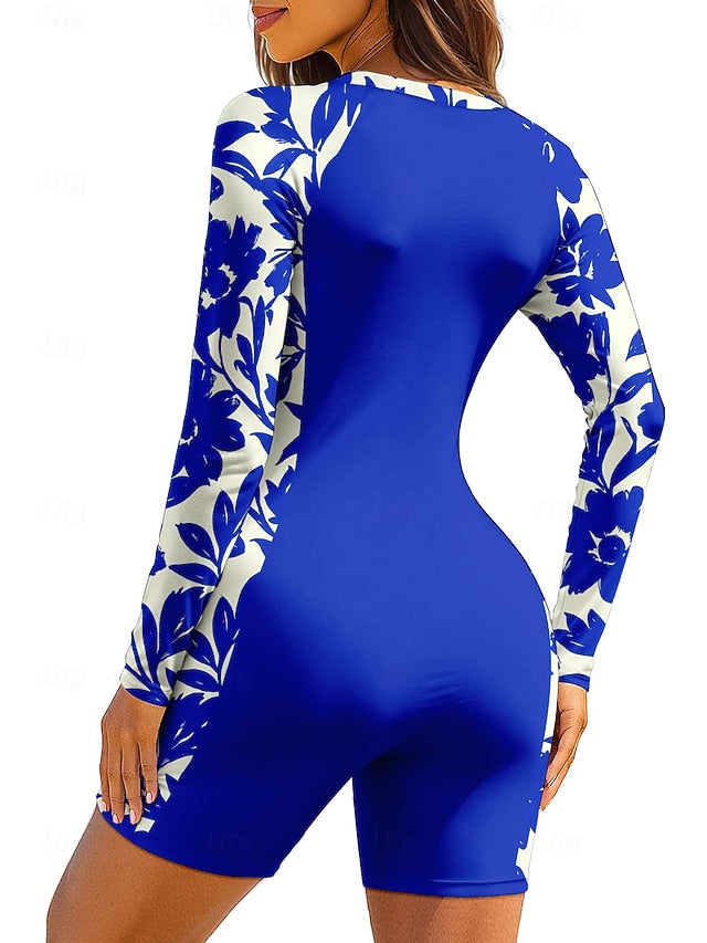 Women's Rash Guard Bathing Suit Athletic Swimwear Floral