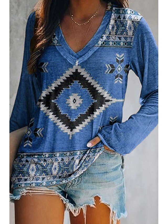 Women's T Shirt Print Graphic Geometric Tribal Elegant