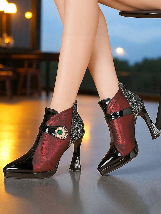 High Heel Boots Ankle Women's Glitter
