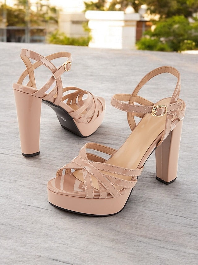 Heel for Platform Sandals Nude Women Strappy High –