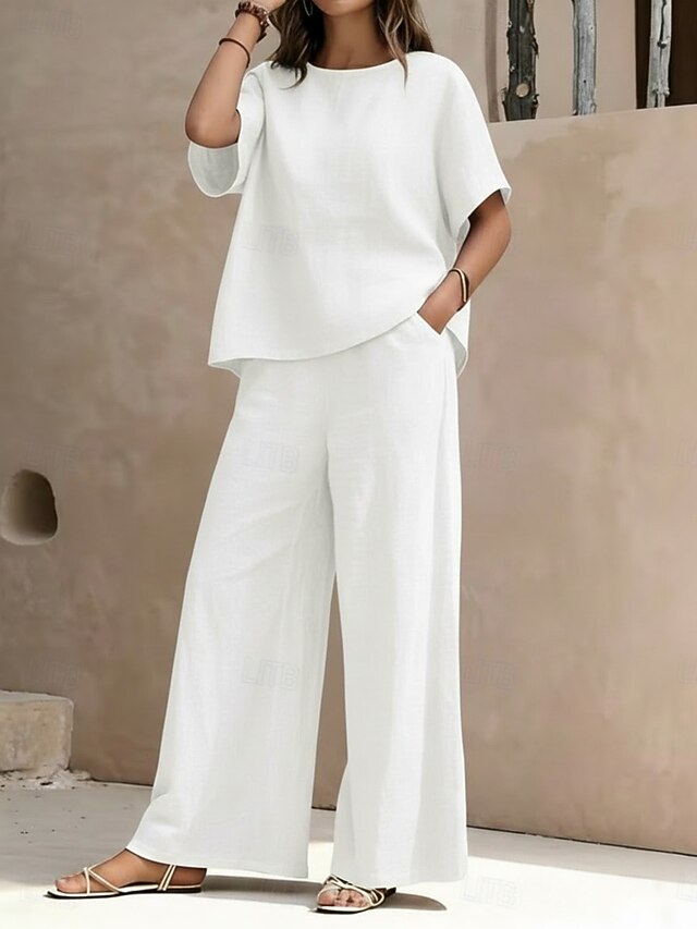 Women's Two Piece Sets Pants Sets Bolero Short Sleeve Crew